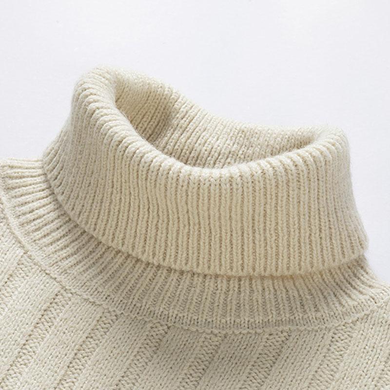 Mens Casual Solid Color Turtleneck Loose Pullover Sweater 08011827M