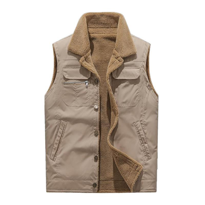 Mens Casual Sherpa Lapel Lapel Single Breasted Slim Vest 88395228M