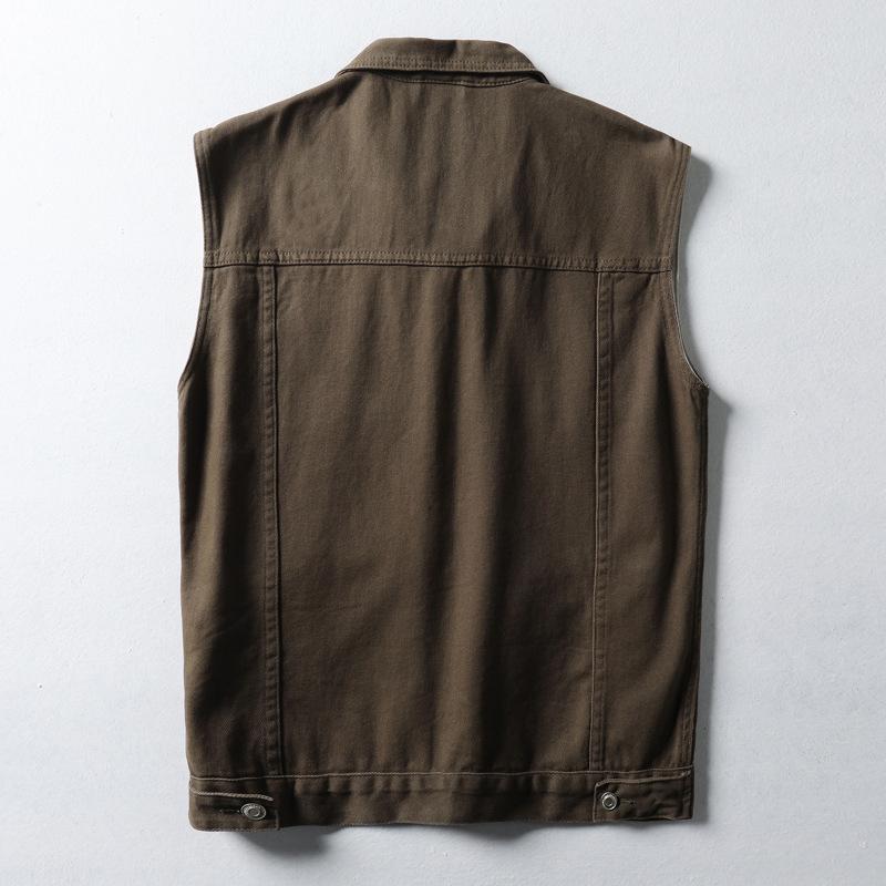 Mens Vintage Solid Color Double Chest Pocket Cargo Vest 64788389Y