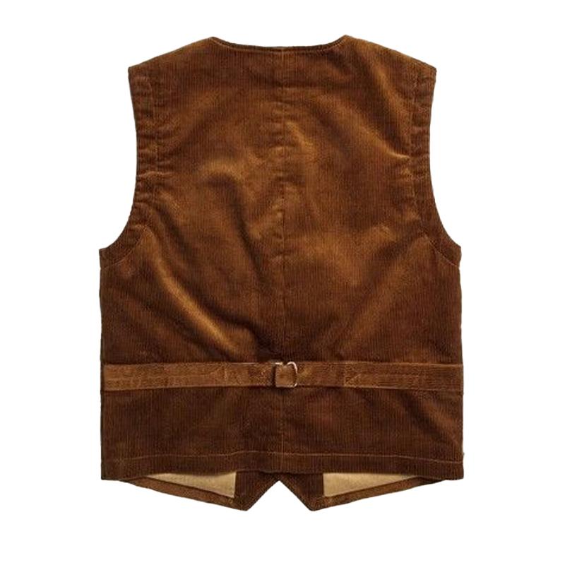 Mens Vintage Corduroy Multi-Pocket Vest 25664460Y