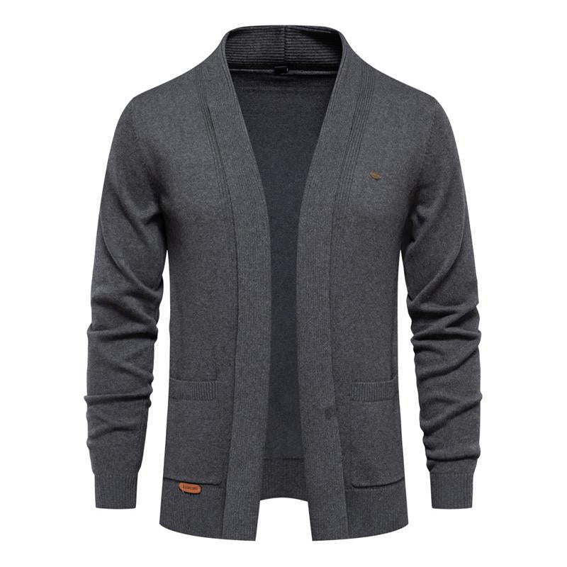 Mens Solid Color V-neck Knitted Cardigan Jacket 88508346X