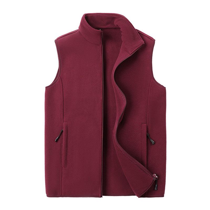 Mens Casual Outdoor Stand Collar Zipper Loose Fleece Vest 79705666M