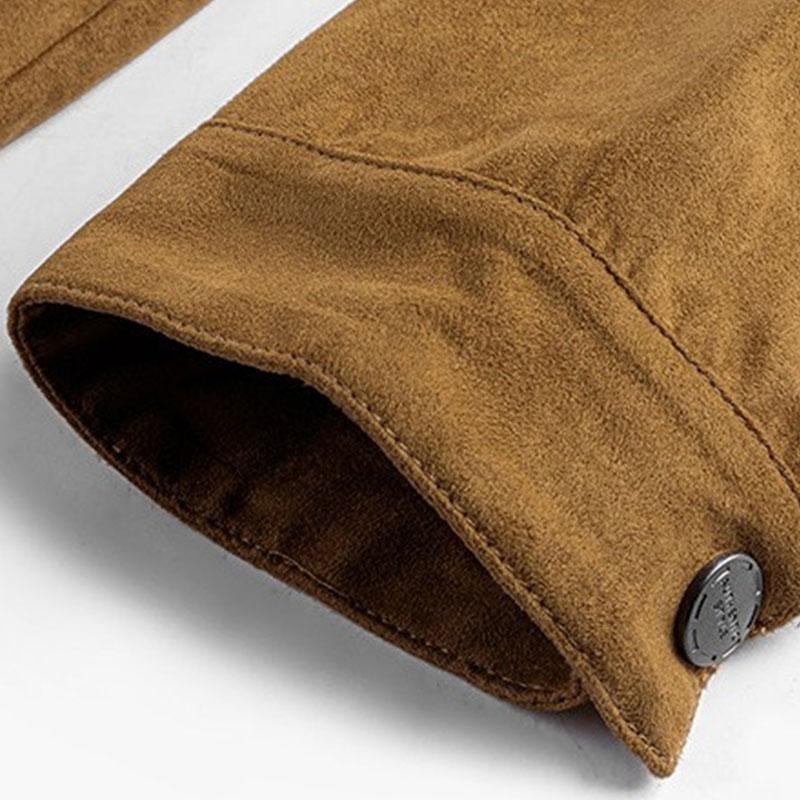 Mens Vintage Suede Brushed Lapel Single Breasted Jacket 63506956M
