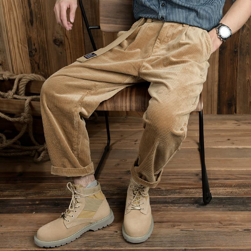 Mens Vintage Solid Corduroy Straight Pants 08949084Y