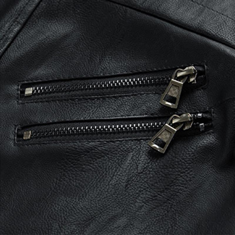 Mens Vintage Removable Hood Loose Zipper Leather Cargo Jacket 37832565M