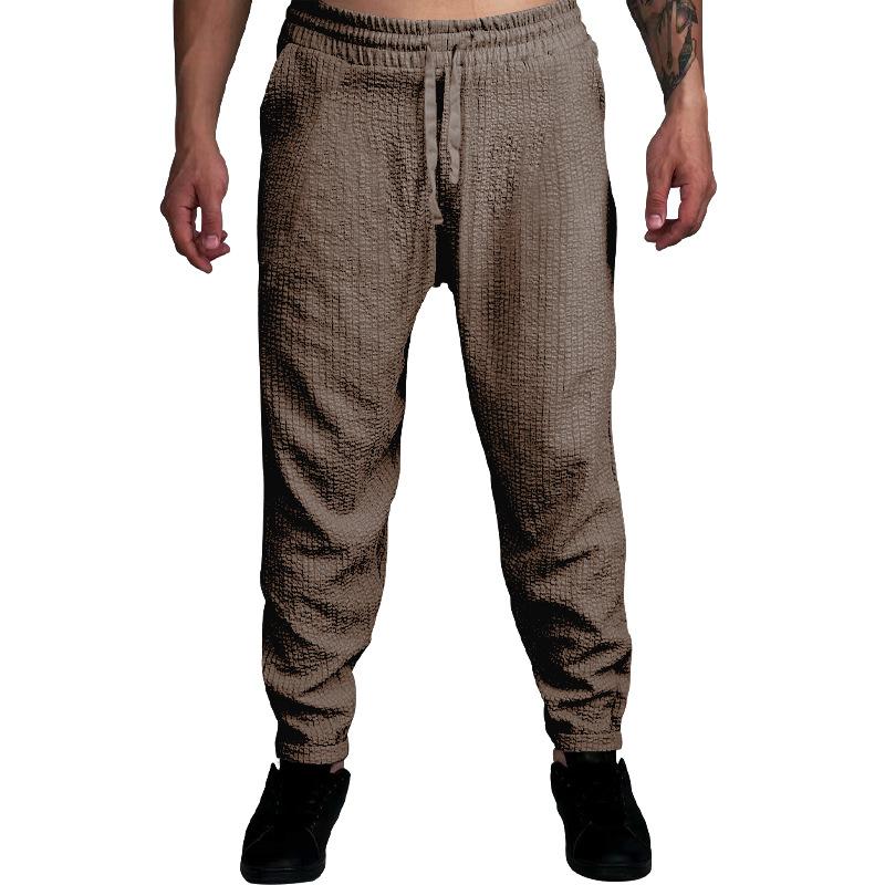 Mens Breathable Solid Color Loose Casual Bubble Pants 58998461Z