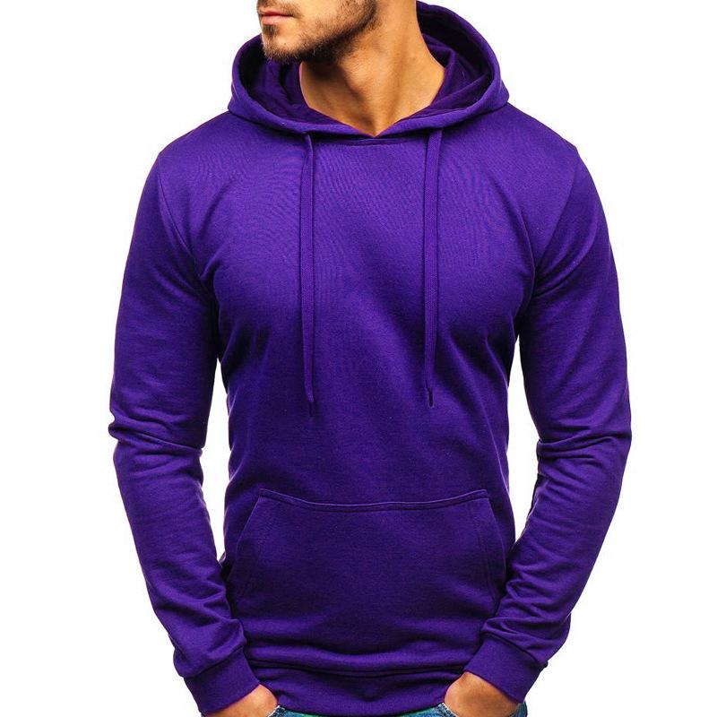 Mens Solid Color Pullover Sports Slim Baseball Hoodie 05358651Z