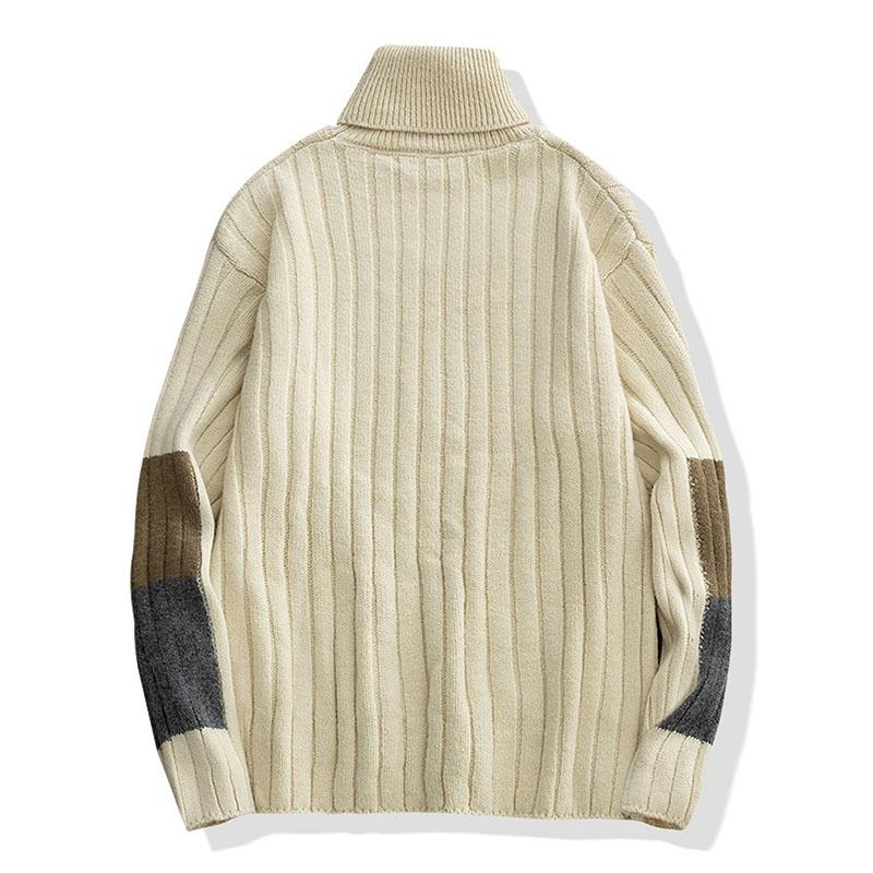 Mens Casual Solid Color Turtleneck Loose Pullover Sweater 08011827M