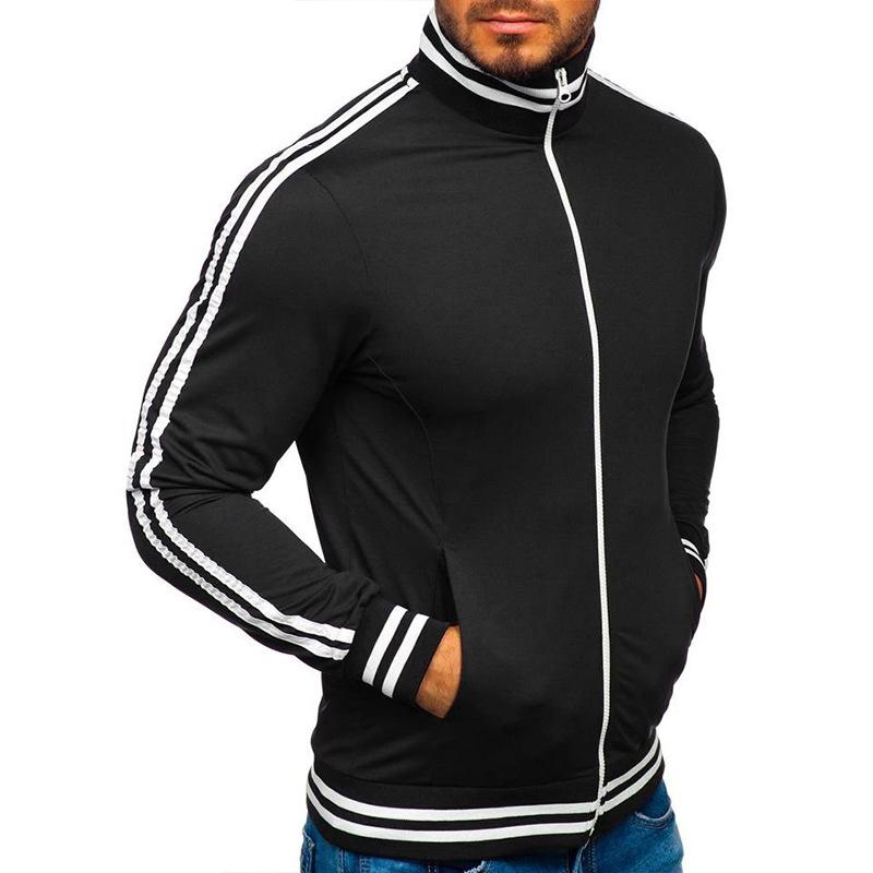 Mens Contrasting Color Zipper Outdoor Casual Stand Collar Long Sleeve Jacket 71858771X