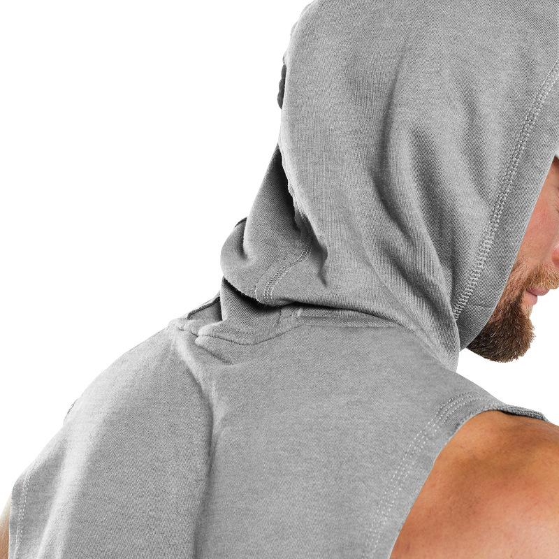 Mens Solid Loose Hooded Sleeveless Fitness Sports Tank Top 82109561Z