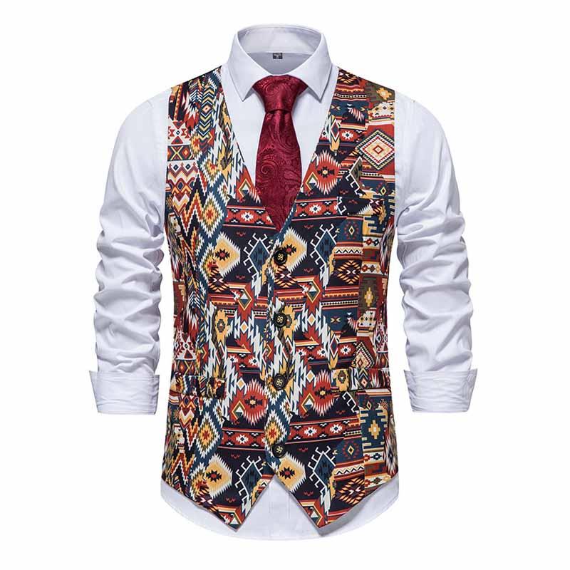 Mens Paisley Floral Print V Neck Vest 47216401X