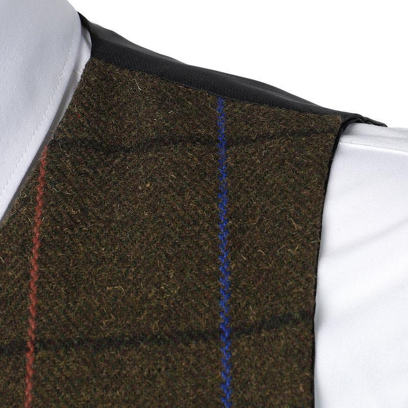 Mens Vintage Plaid V Neck Double Breasted Suit Vest 70463888Z