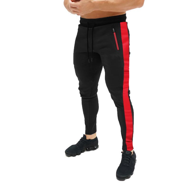 Mens Casual Sports Contrast Color Elastic Waist Slim Fit Pants 84530948M