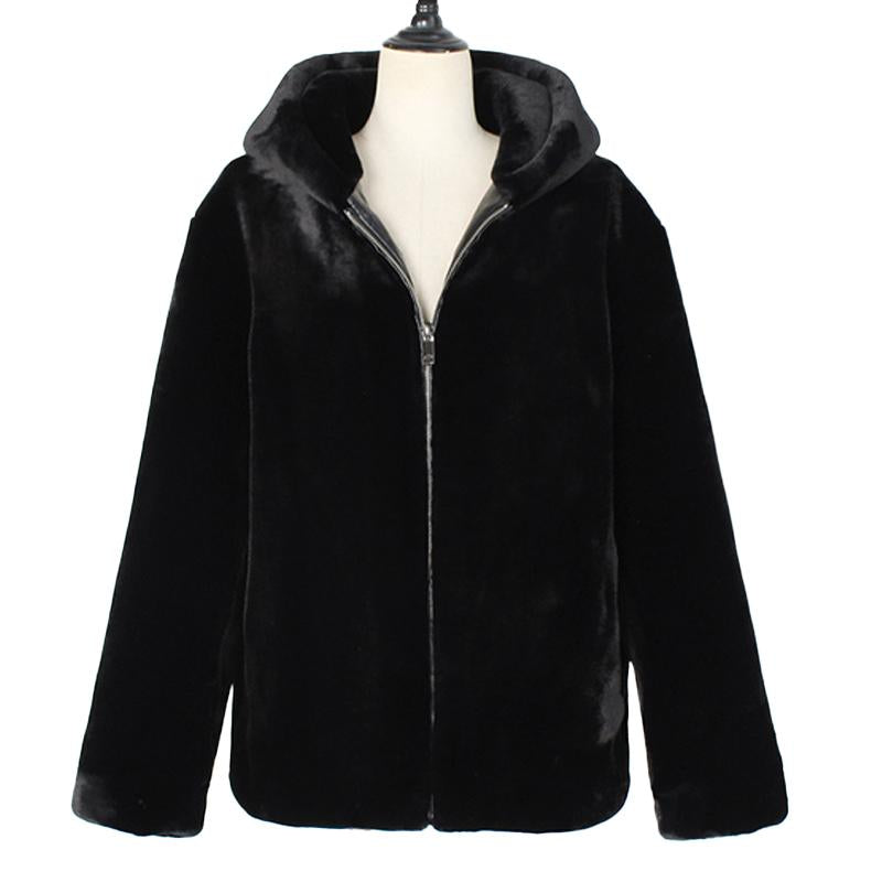 Mens Solid Color Zip Hooded Plush Jacket 98228408X
