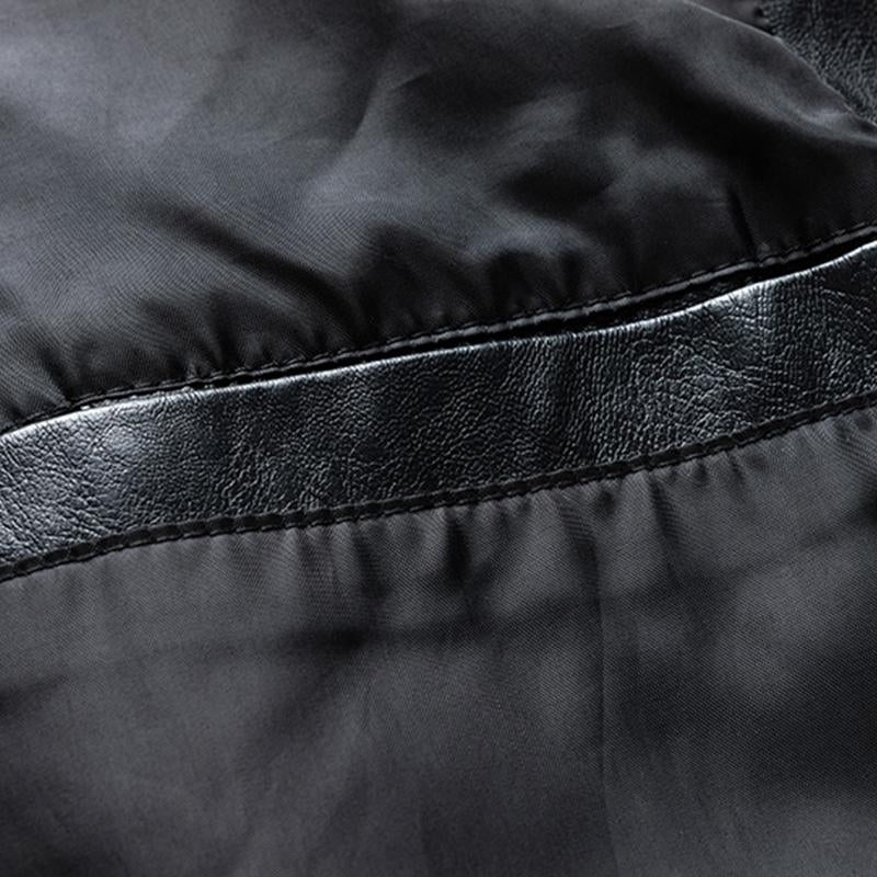 Mens Casual Stand Collar Zipper Slim Leather Jacket 99434666M