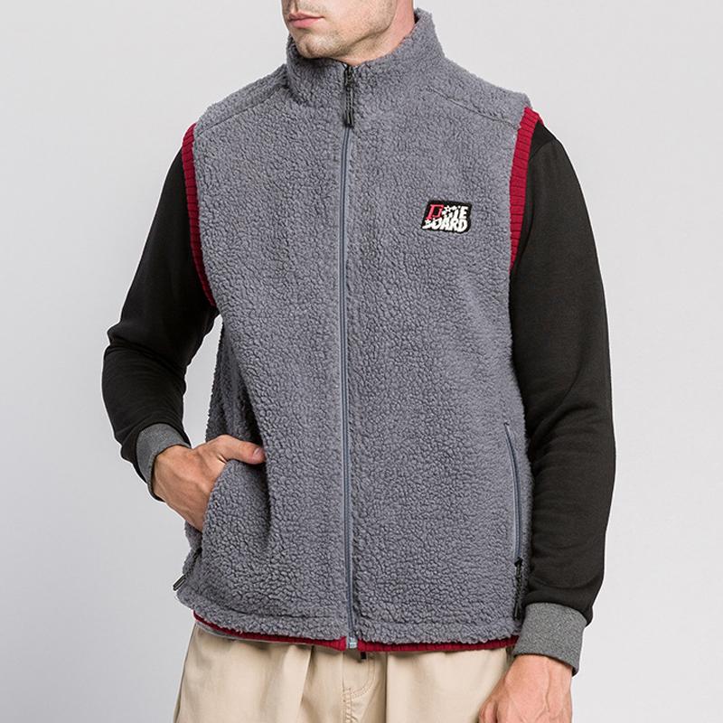 Mens Casual Color Block Zipper Pocket Teddy Velvet Vest 94042659Y