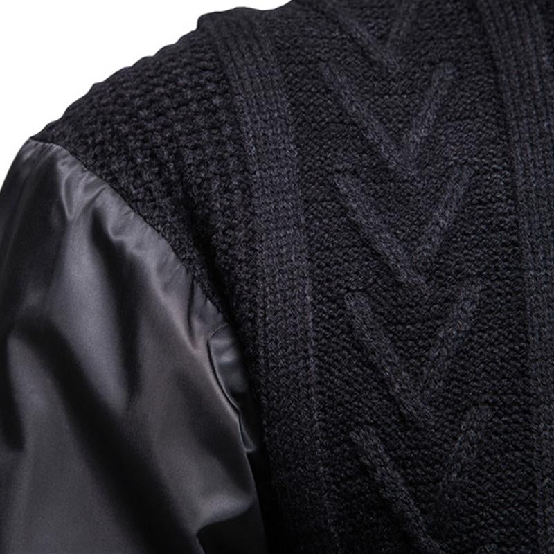 Mens Round Neck Spliced Sleeves Three-dimensional Pocket Personalized Sweater 67598676X