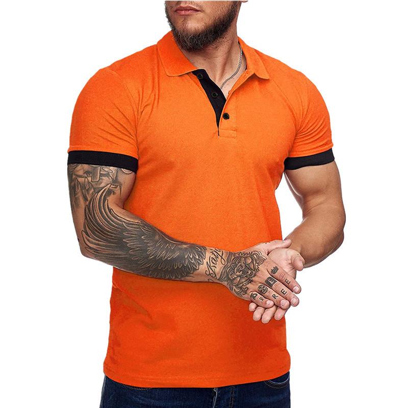 Mens Colorblock Lapel Short Sleeve Casual Polo Shirt 67494980Z