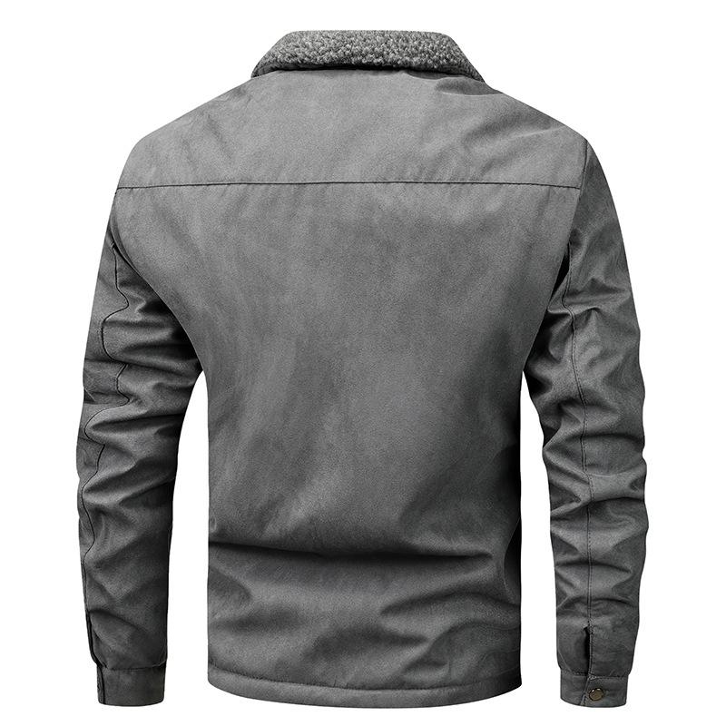 Mens Loose Lapel Plus Fleece Zipper Jacket 11292299X