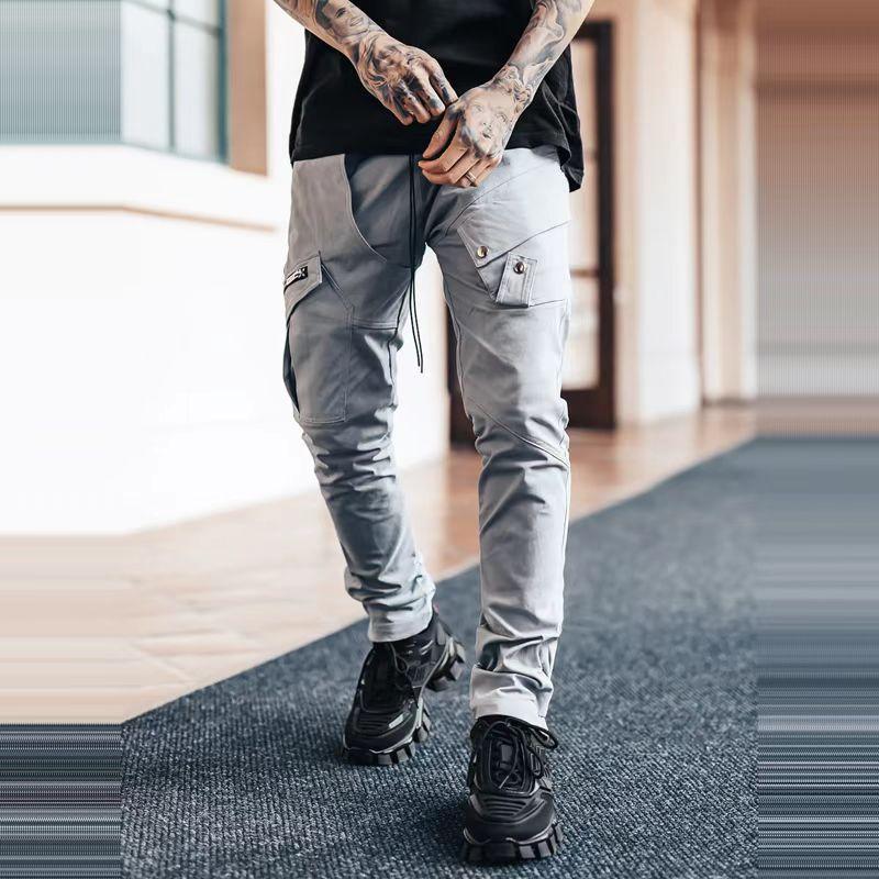 Mens Casual Multi-pocket Zipper Decor Cargo Pants 41490042Z