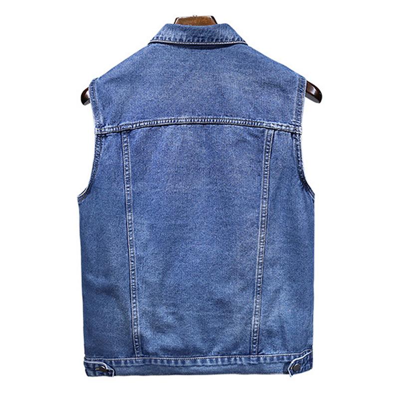 Mens Vintage Washed Lapel Lapel Single Breasted Denim Vest 25518200M