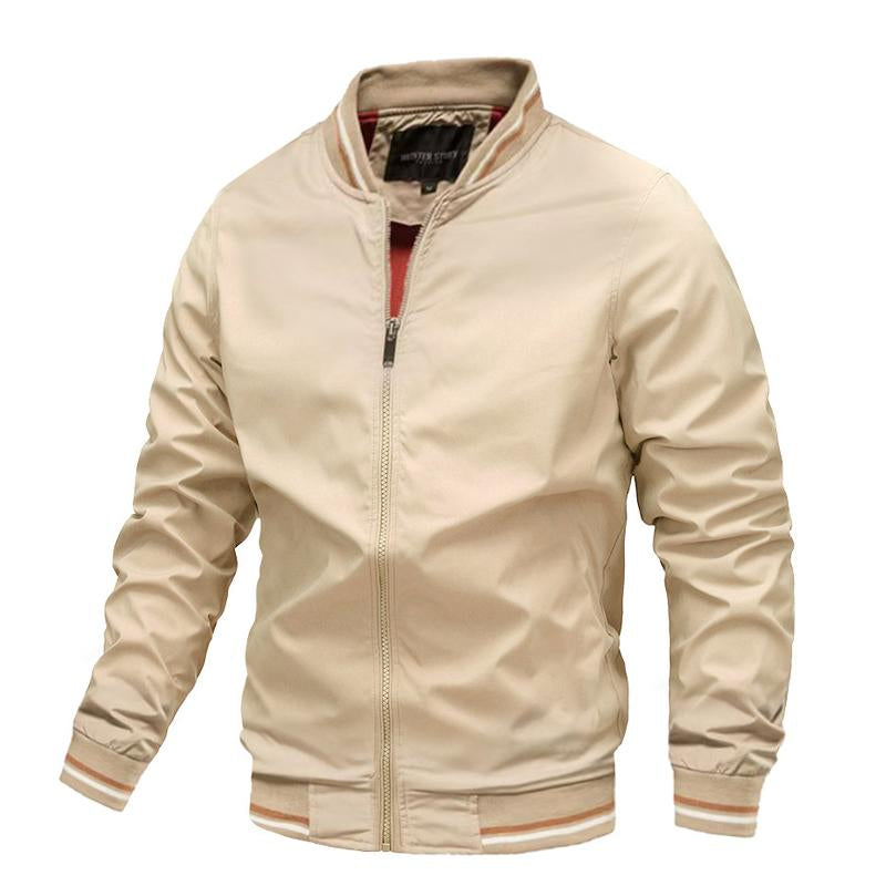 Mens Collar Stripe Contrast Zipper Stand Collar Jacket 36063318X