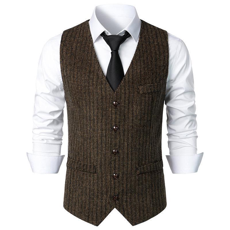 Mens Vintage V Neck Single Breasted Suit Vest 85710453Z