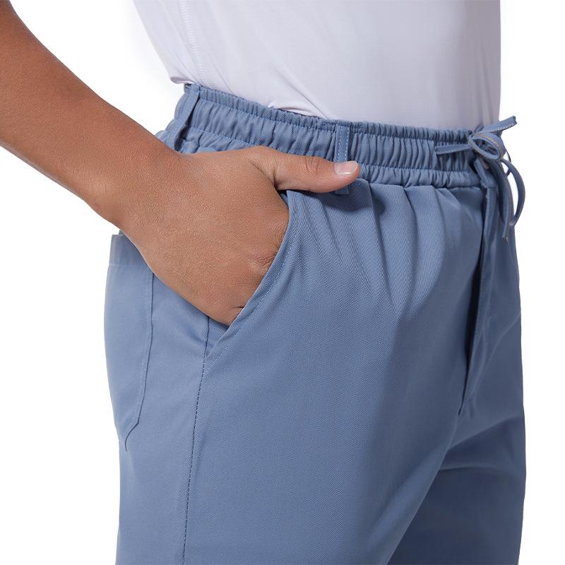 Mens Solid Loose Cotton Drawstring Elastic Waist Casual Pants 08994317Z