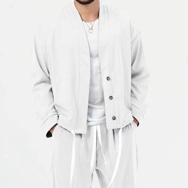 Mens Solid Color V-neck Casual Sports Jacket 69883198X