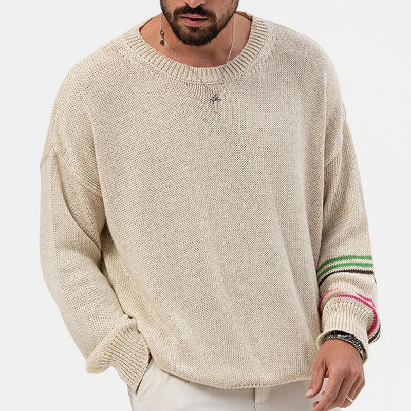 Mens Casual Thin Round Neck Long Sleeve Knitted Sweater 49248323M