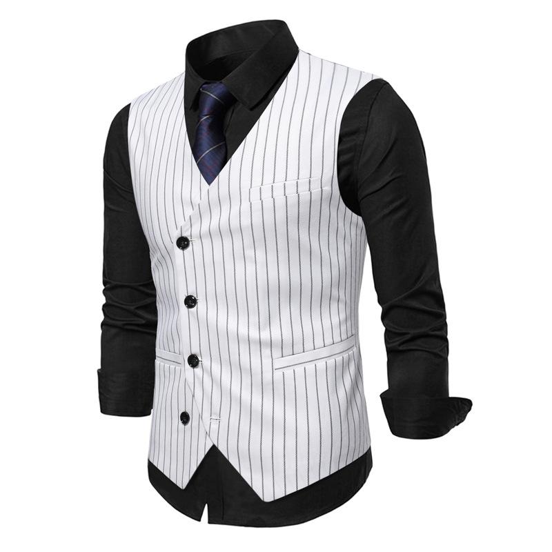 Mens Vintage Striped Single Breasted Suit Vest 87261444Y