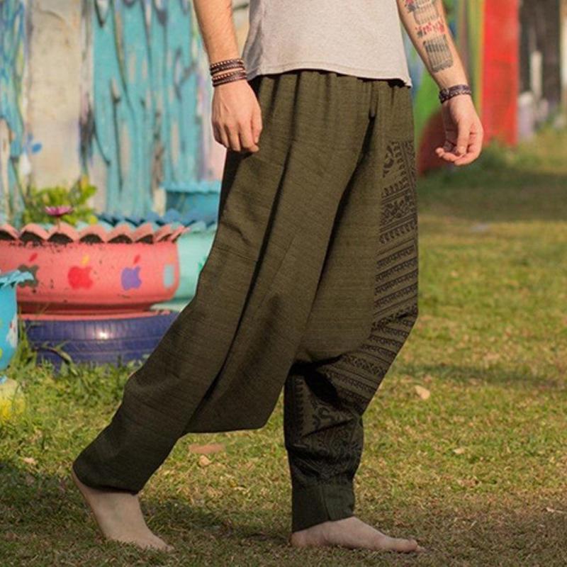 Mens Loose Print Drawstring Baggy Pants 95988351Y