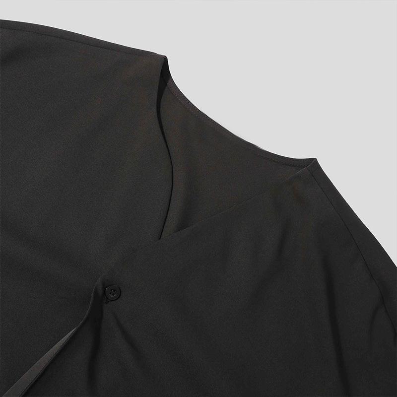 Mens Casual Solid Color Loose Long Sleeve Shirt 38088701M