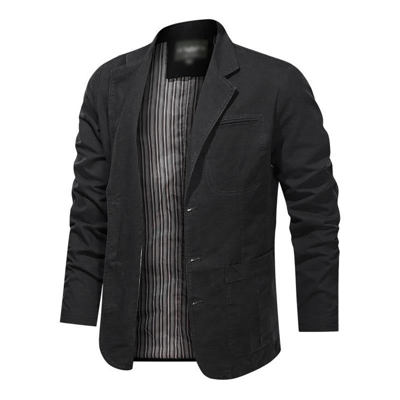 Mens Casual Solid Color Cotton Lapel Single Breasted Loose Blazer 32537703M