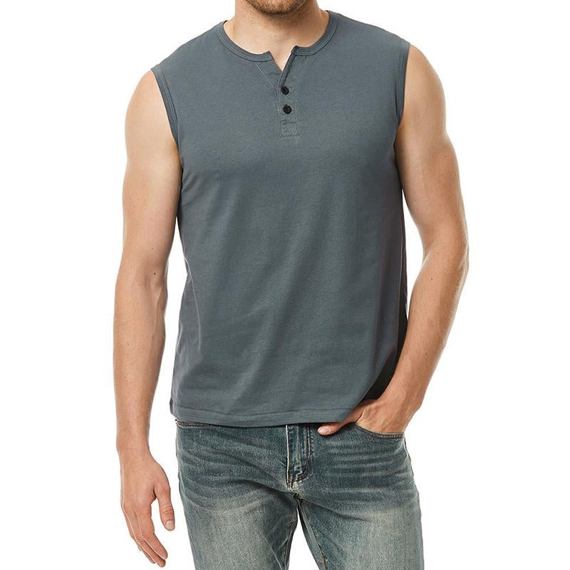 Mens Casual Solid Color Sports Slim Cotton Blend Tank Top 83630157M