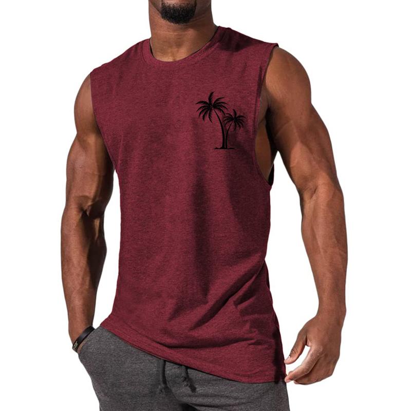 Mens Casual Sports Printed Round Neck Tank Top 12305907X