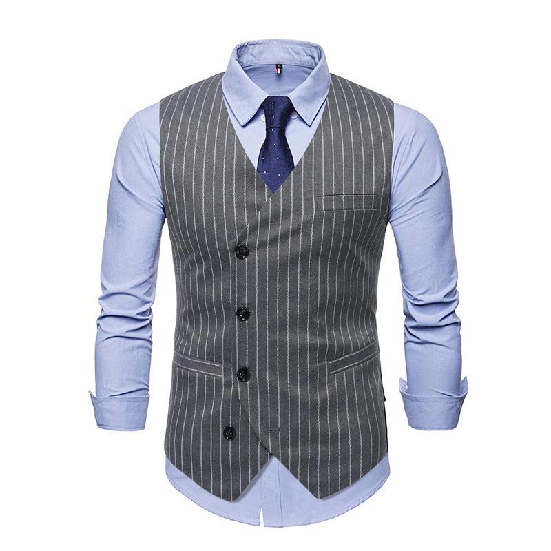Mens Vintage Striped Single Breasted Suit Vest 87261444Y