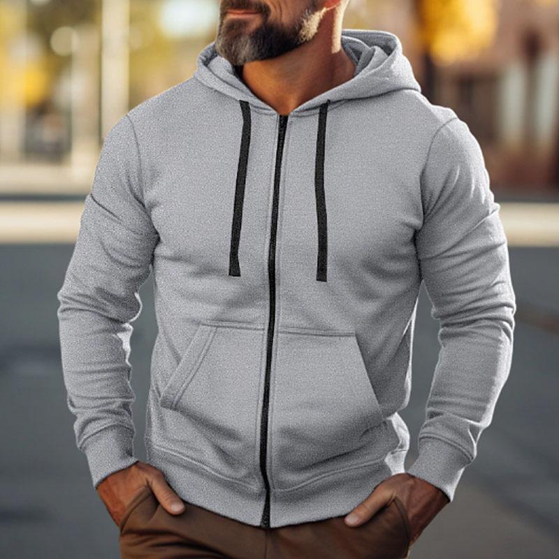 Mens Casual Solid Color Sport Long Sleeve Hoodie Jacket 97256921Y