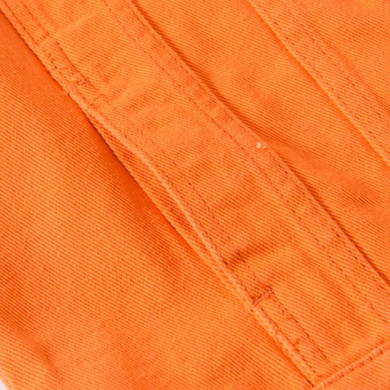 Mens Fashion Orange Loose Lapel Single Breasted Denim Jacket 72355242M