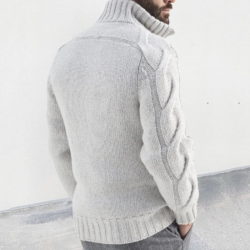 Mens High Collar Zipper Cable Knit Cardigan 86735989Z