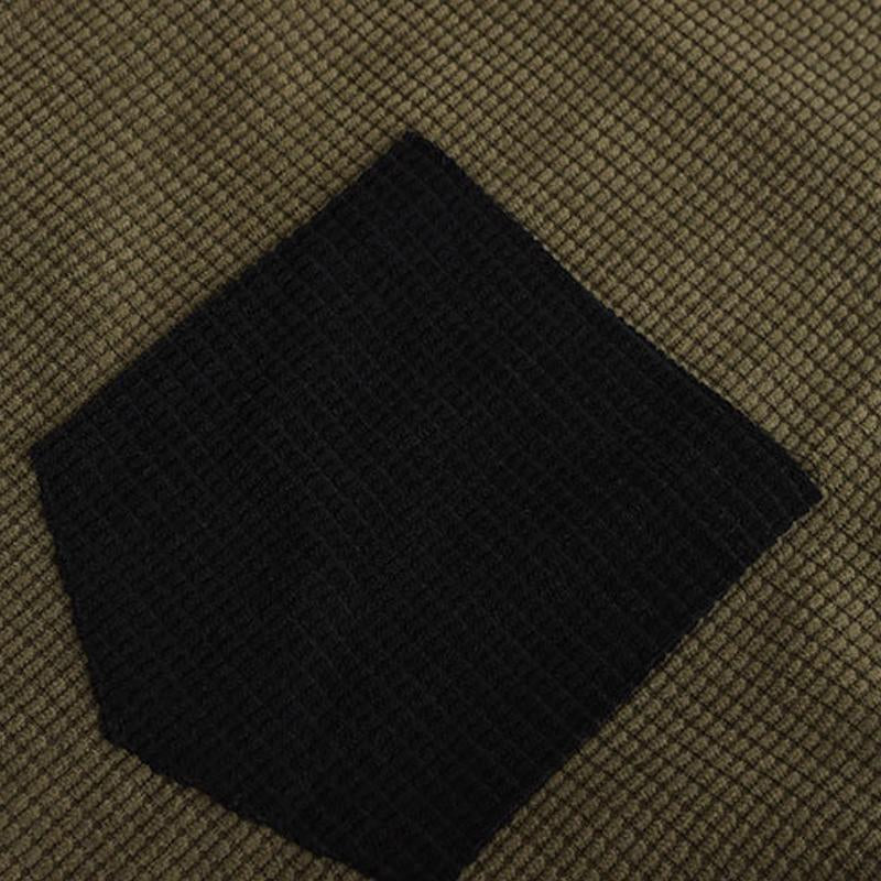 Mens Color Block Long Sleeve Corn Check Corduroy Lapel Shirt 53131486X