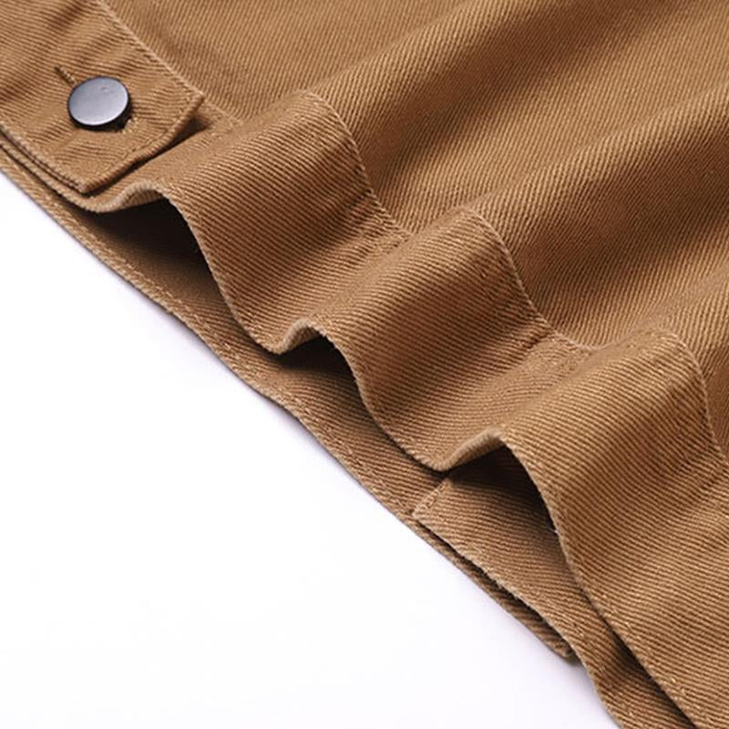 Mens Vintage Solid Color Cotton 3D Pocket Loose Lapel Single-Breasted Jacket 14172939M