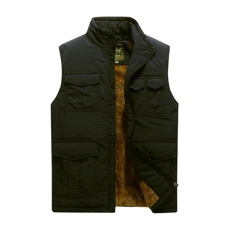 MenS Outdoor Waterproof Loose Plush Multi-Pocket Warm Vest 92273901Y