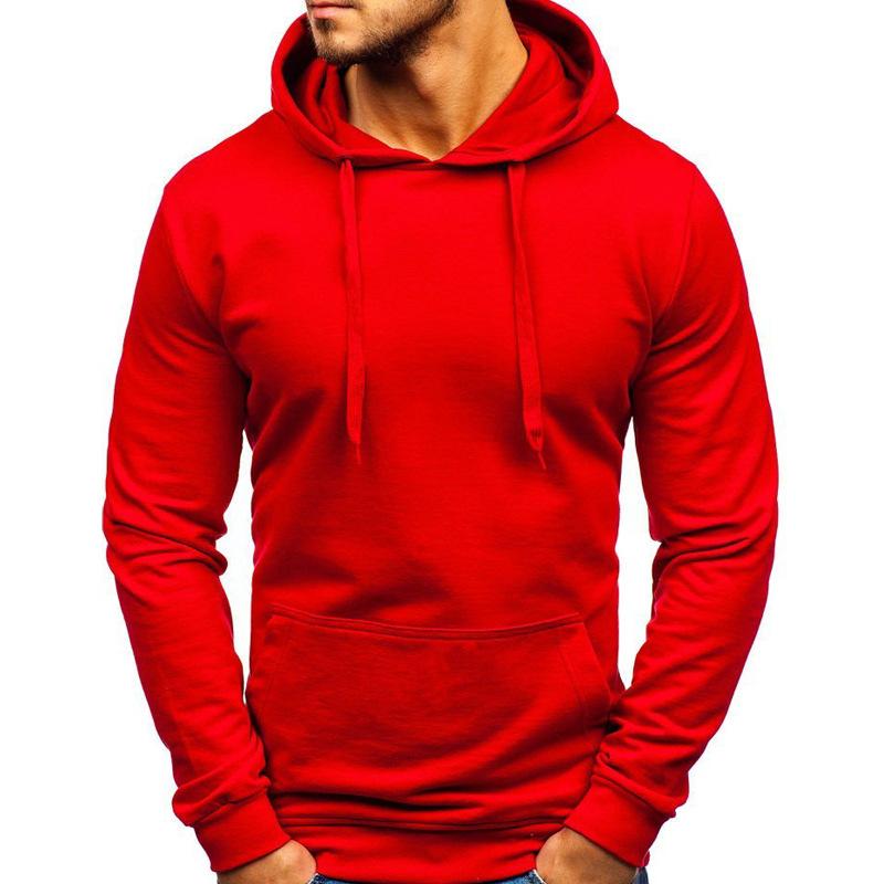 Mens Solid Color Pullover Sports Slim Baseball Hoodie 05358651Z