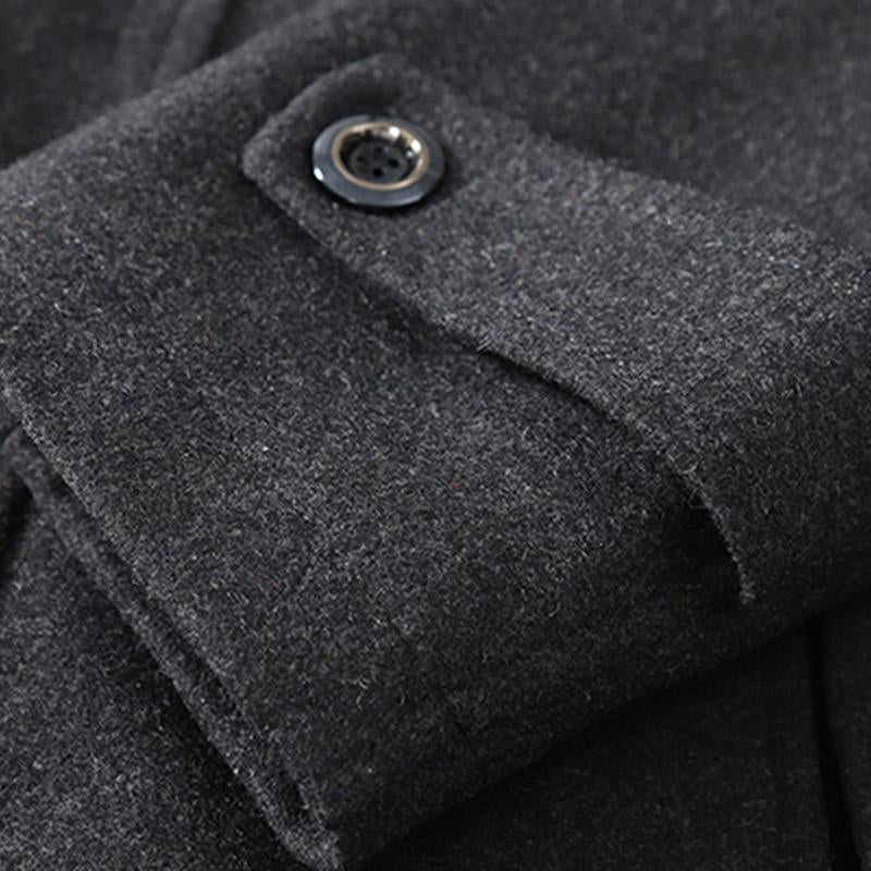 Mens Vintage Woolen Blended Double Collar Zippered Single Breasted Slim Coat 69068984M