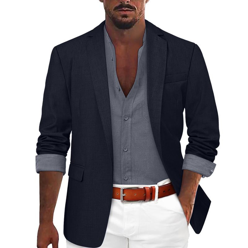 Mens Solid Color One Button Casual Blazer 07686840X