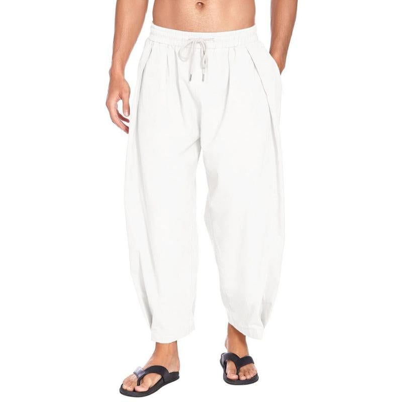 Mens Casual Drawstring Cotton Linen Loose Harem Pants 54003103M