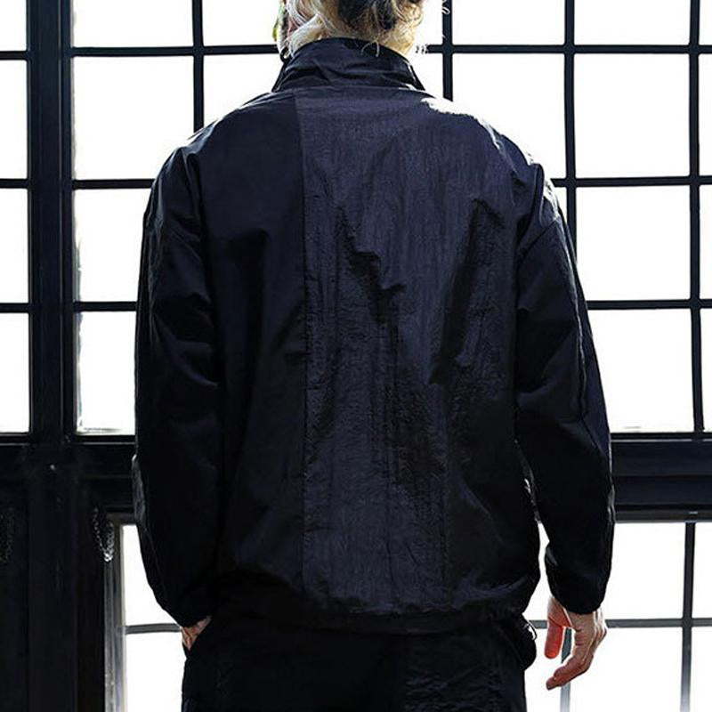 Mens Loose Outdoor Thin Waterproof Pullover Colorblock Jacket 41767831Y