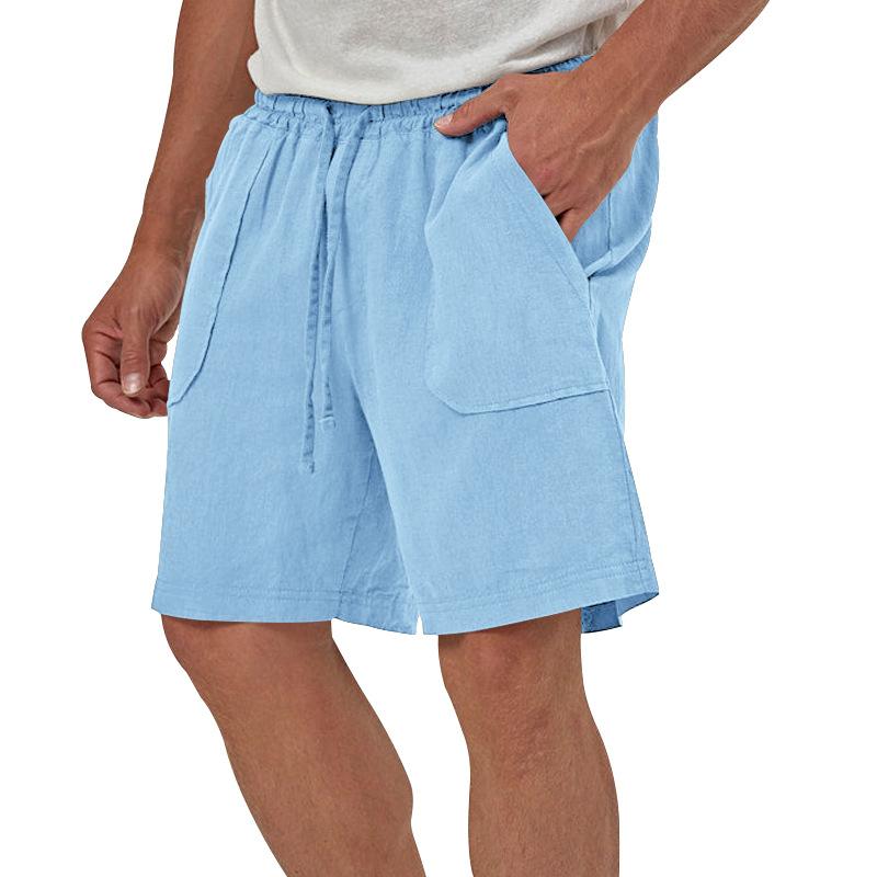 Mens Loose Breathable Solid Color Drawstring Shorts 13957258Y