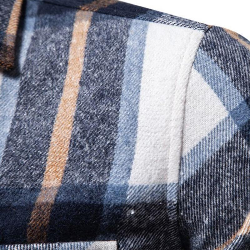 Mens Vintage Flannel Plaid Lapel Long Sleeve Shirt 75915704X